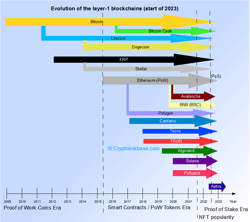 Evolution of the layer-1 blockchains